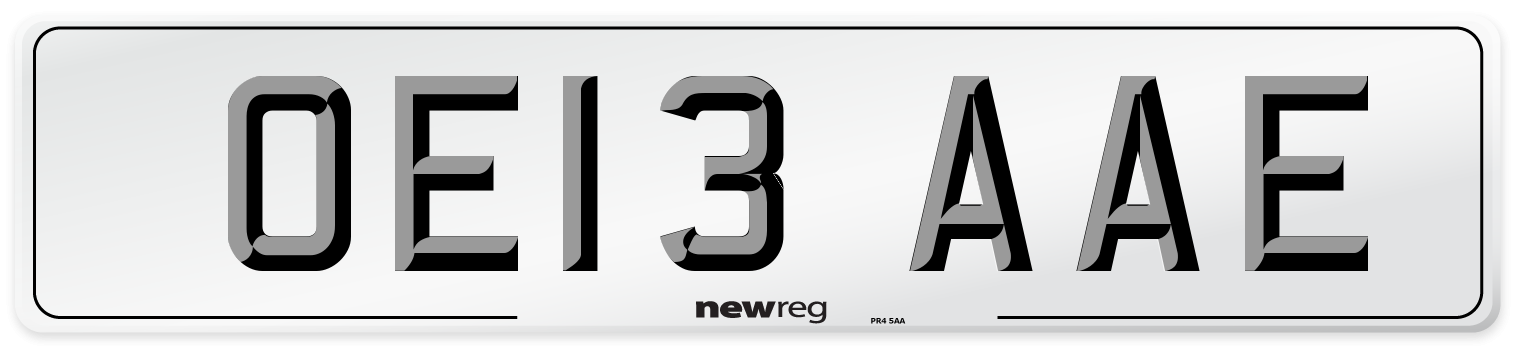 OE13 AAE Number Plate from New Reg